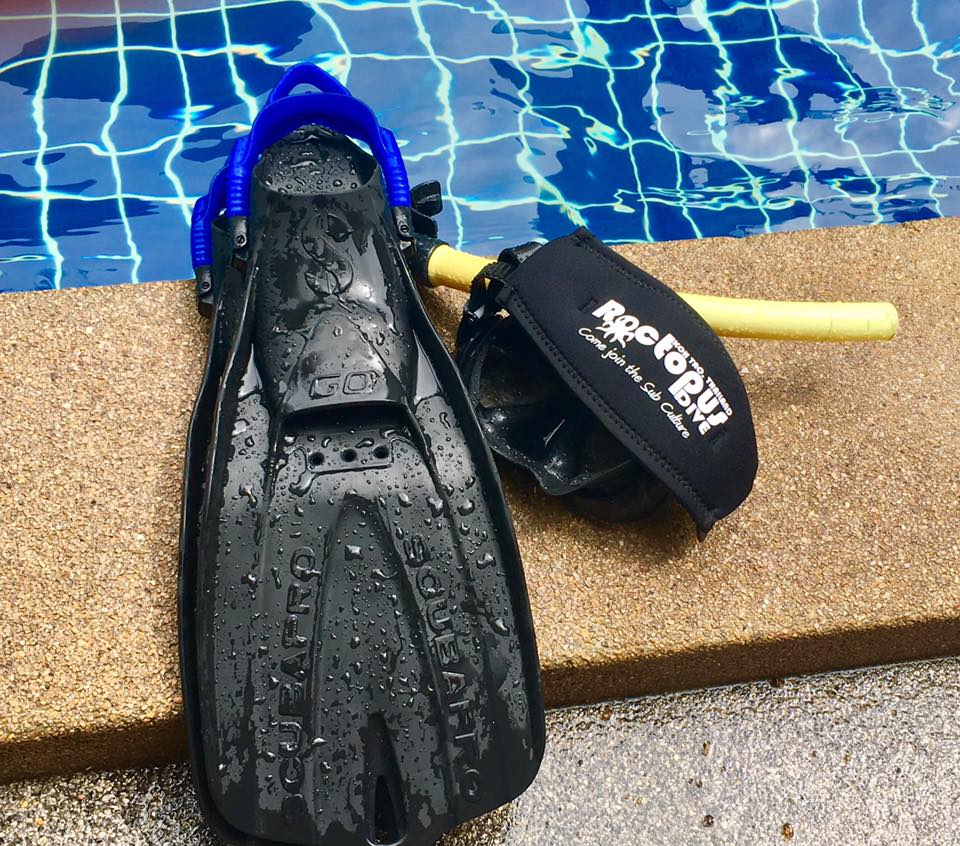 gear by pool in Koh Tao, Thailand