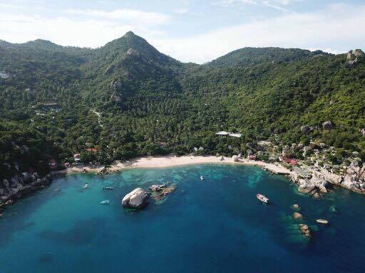 Aerial view of Koh Tao, where we learned scuba diving