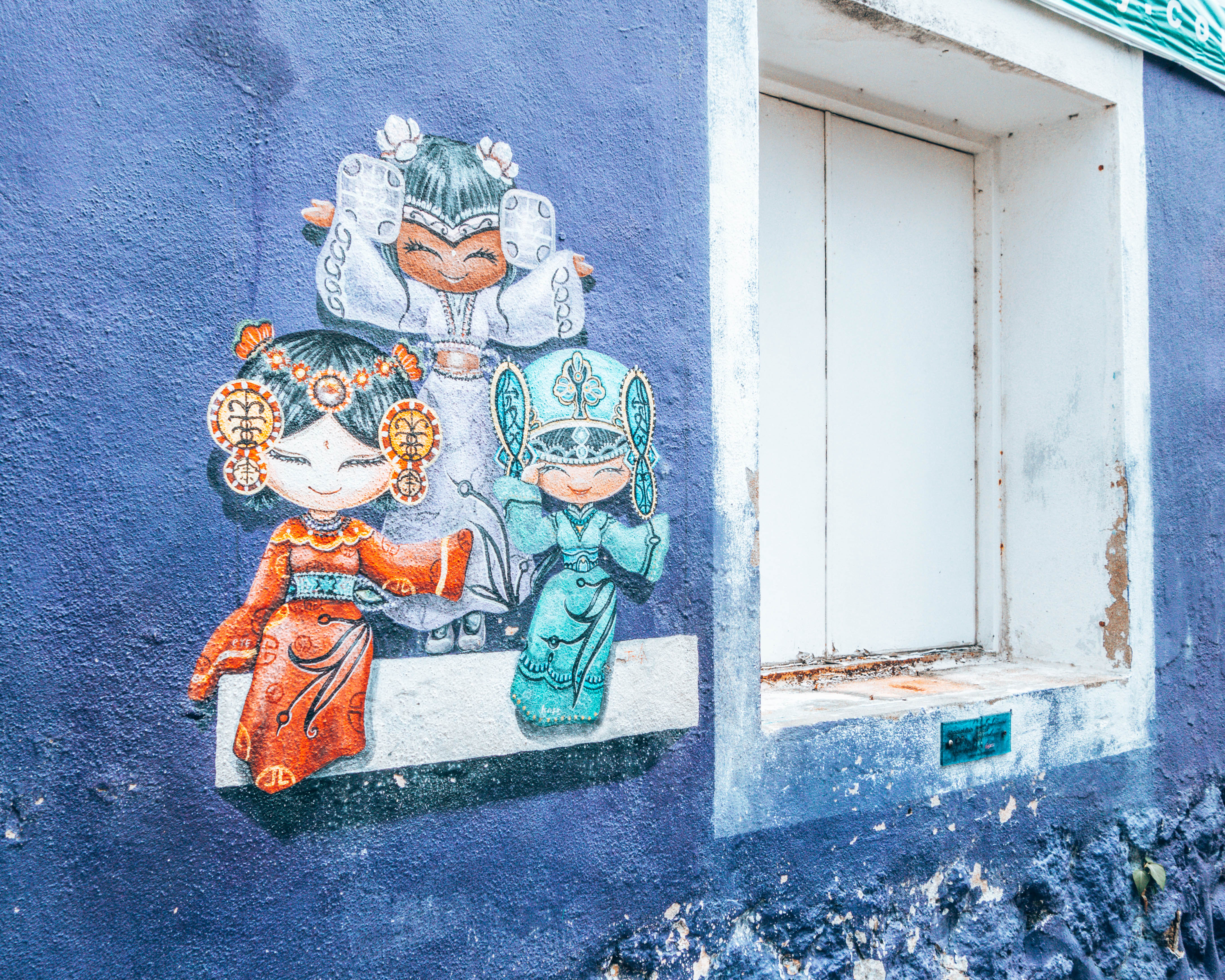 Three ladies Street art in Penang, Georgetown, Malaysia