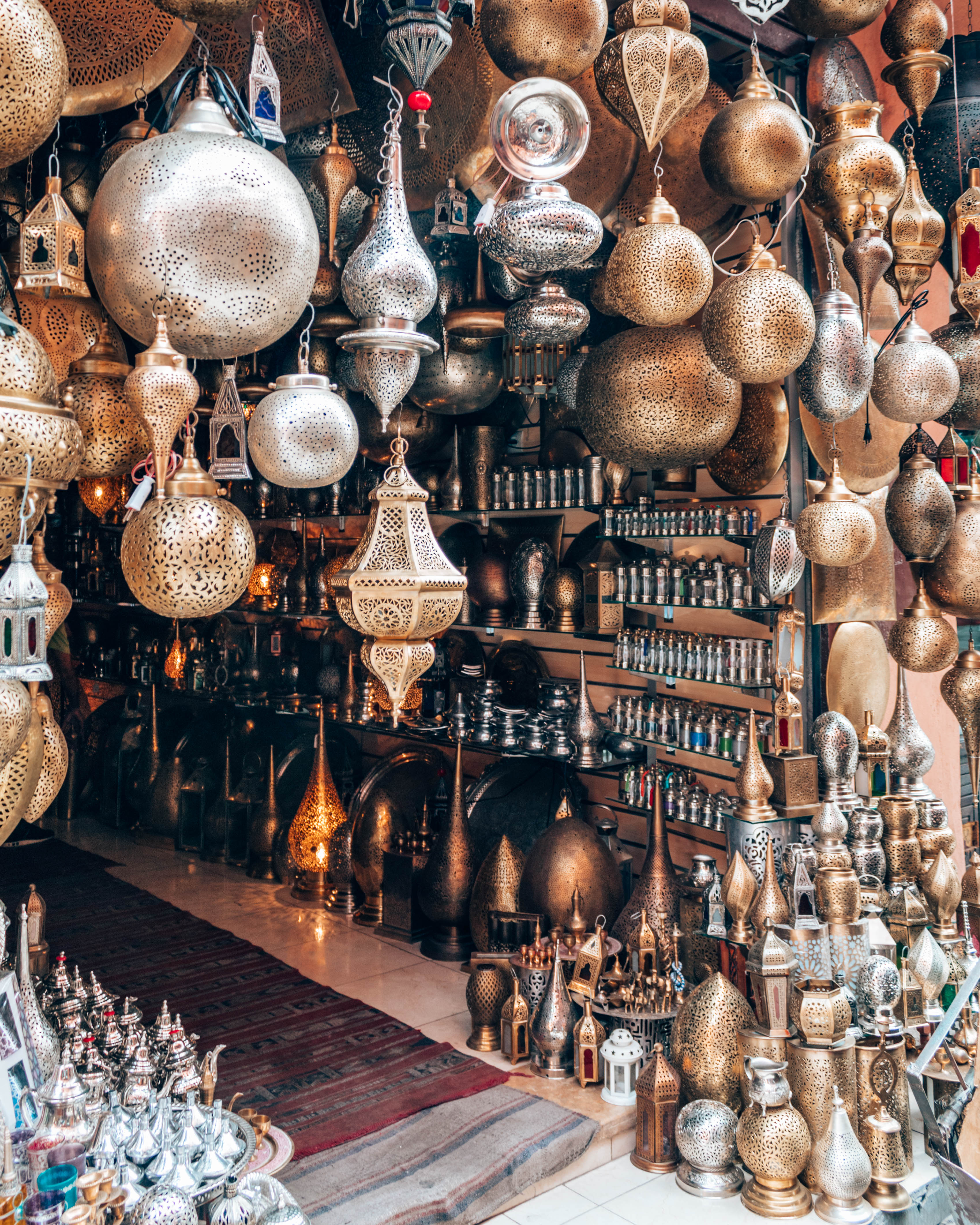 Marrakech market Souk copper goods Morocco