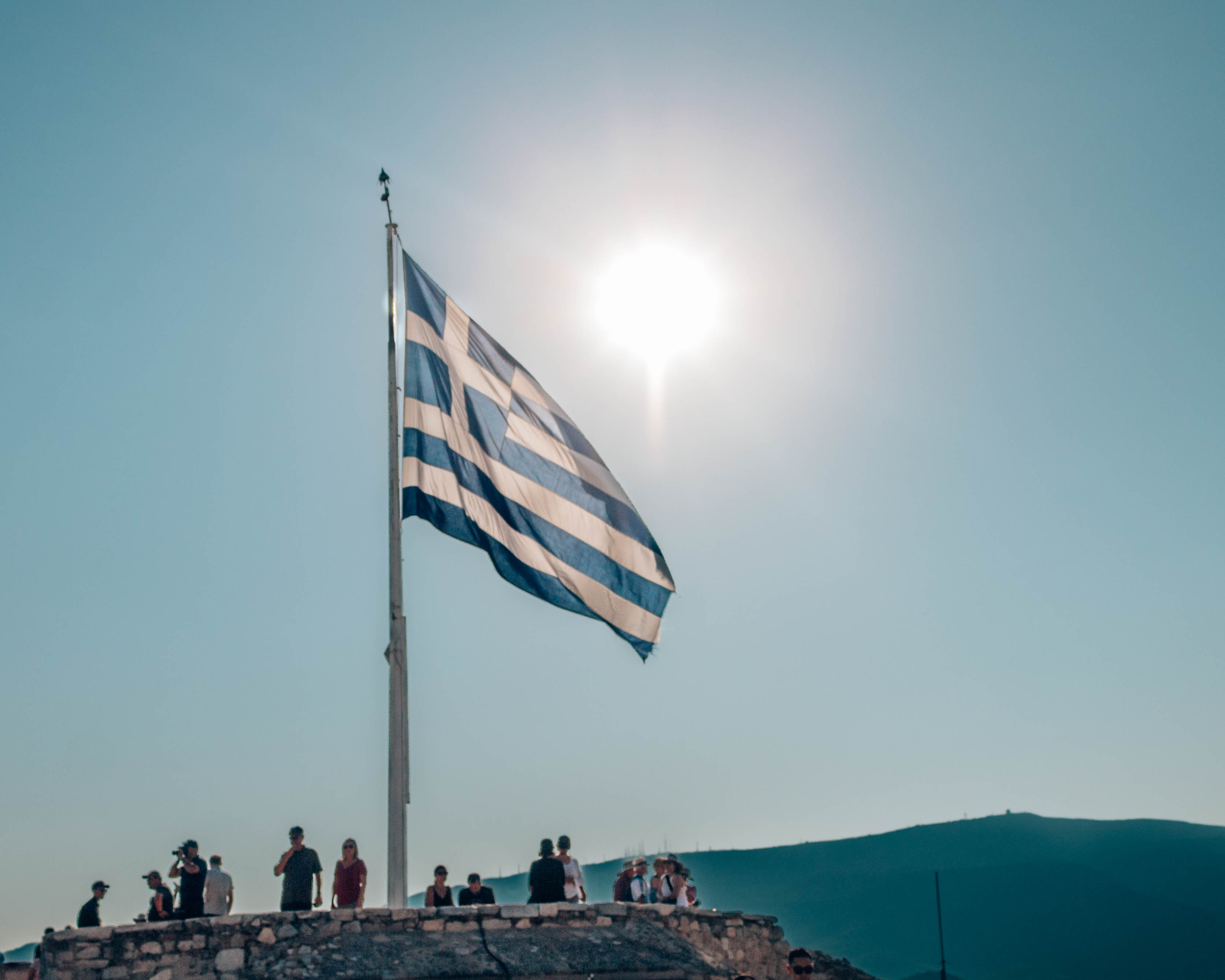 Acropolis Athens Greece flag