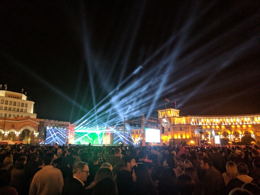 Republic square at night 2800 celebration Yerevan Armenia