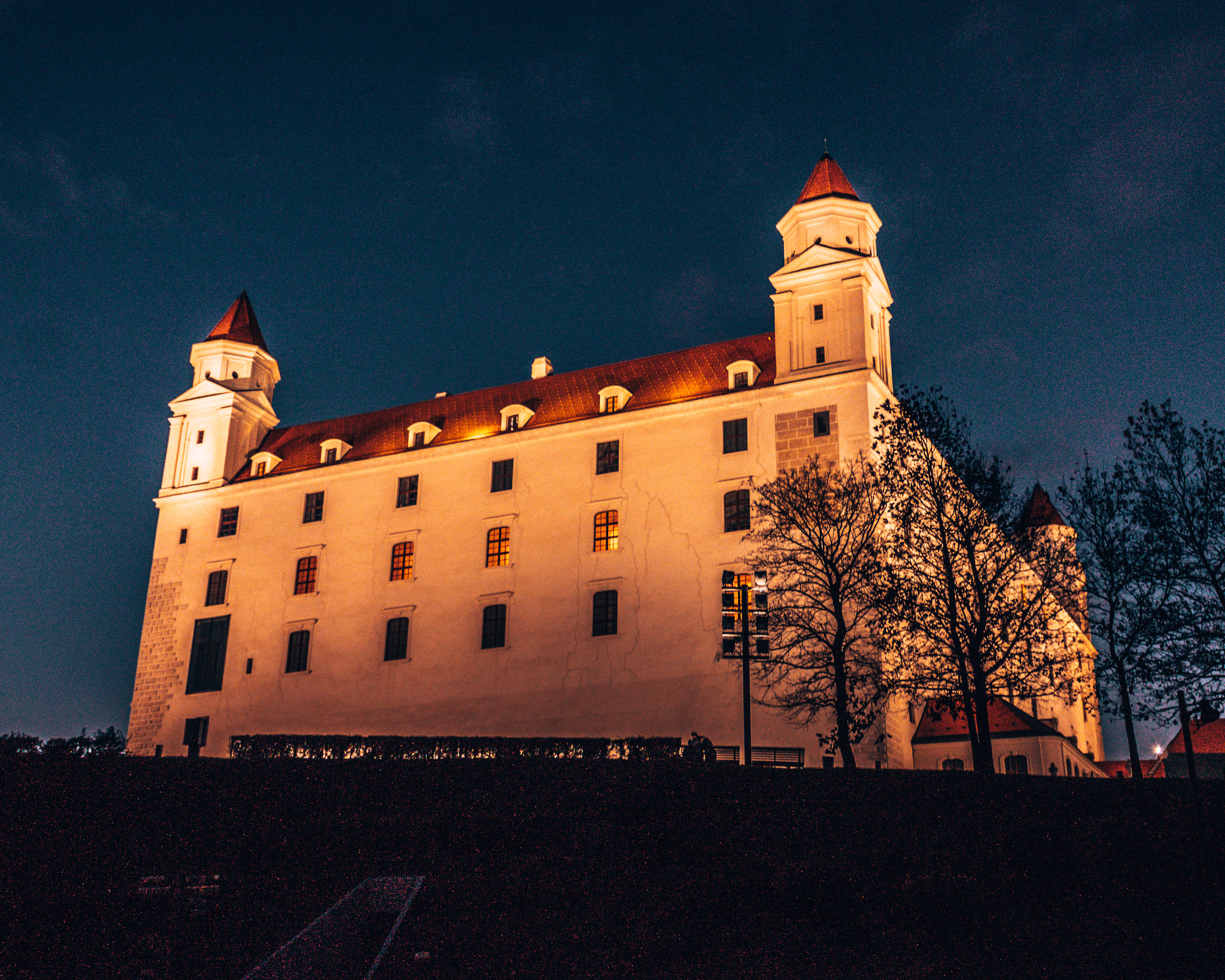 Beautiful night shot of the Bratislava Castle in Bratislava, Slovakia