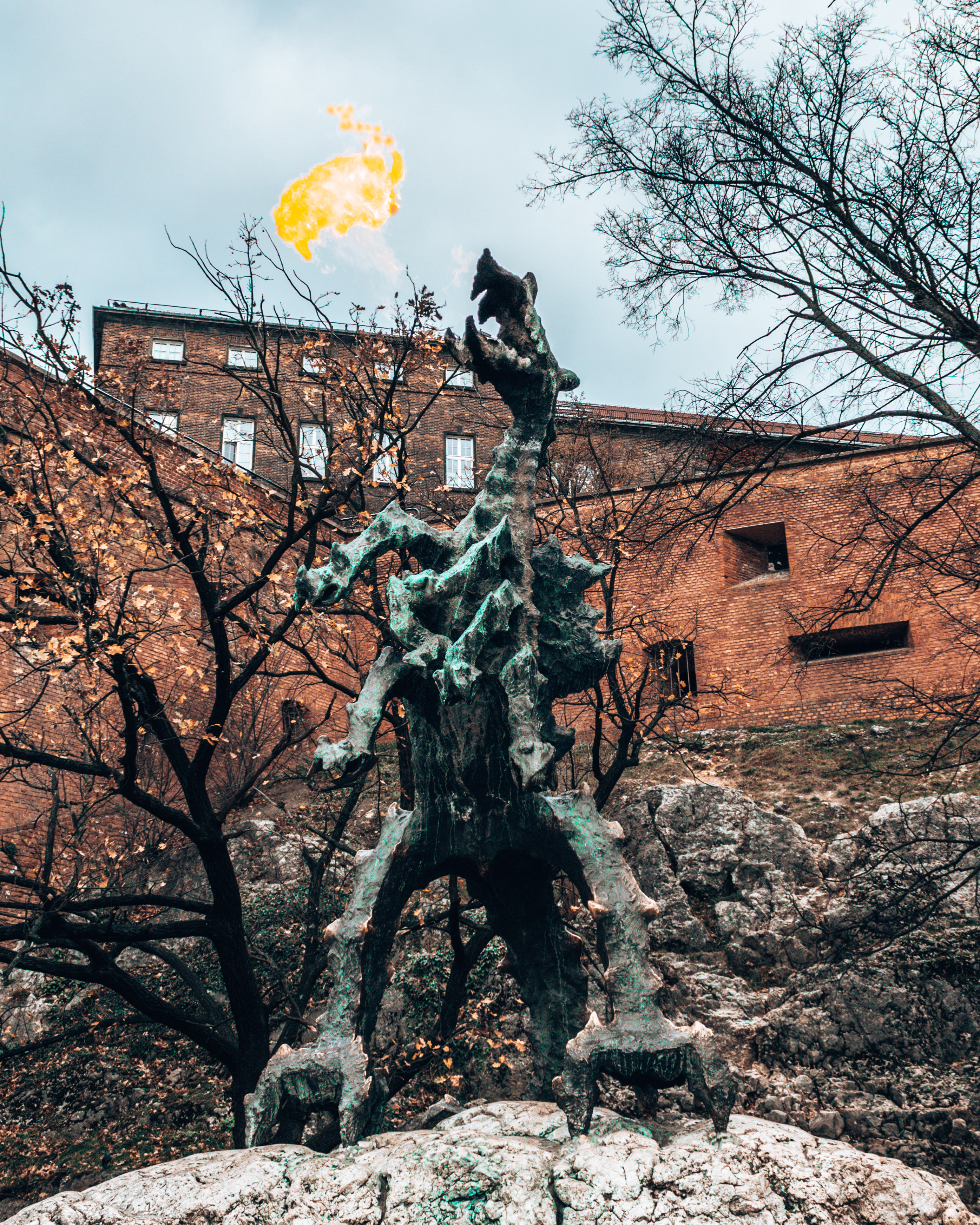 The fearsome 7 headed Dragon of the castle in Krakow, Poland
