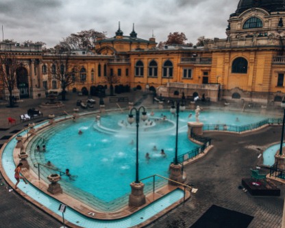 Take a peak inside the Széchenyi thermal baths in Budapest, Hungary.CR2