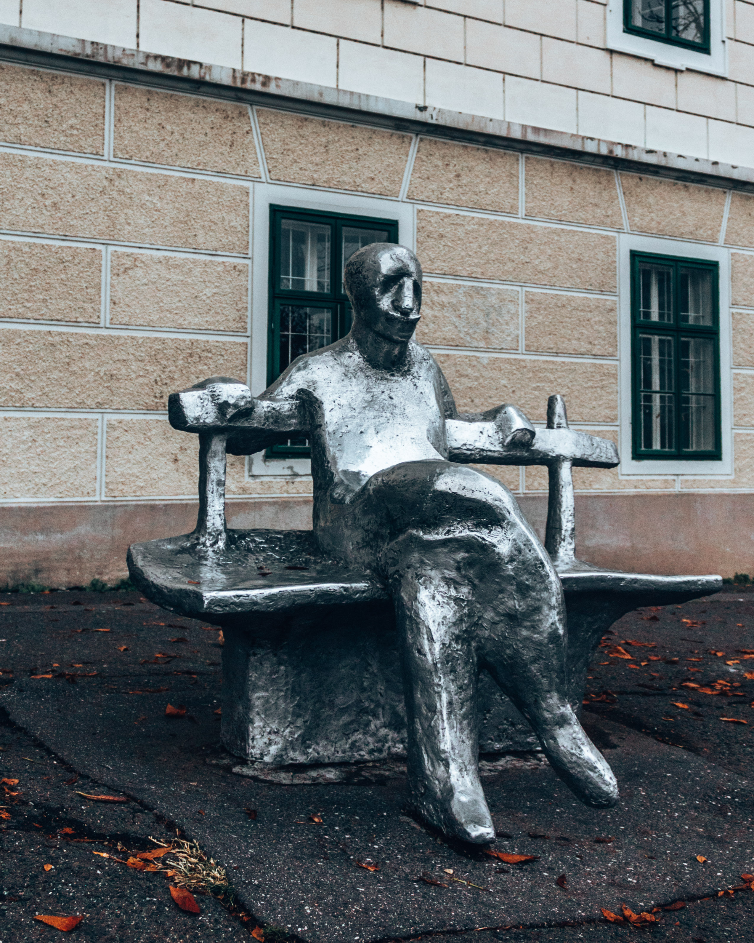 A sculpture of famous poet Antun Gustav Matos on Strossmayer Promenade in Zagreb