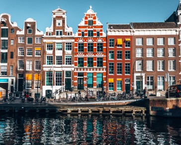 Pretty houses on the Canals of Amsterdam, Netherlands