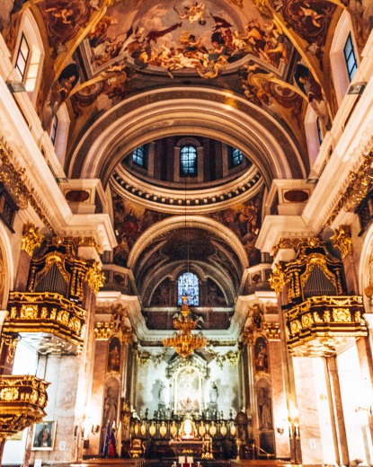 Inside the Cathedral of Saint Nicholas in Ljubljana, Slovenia
