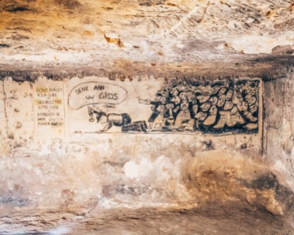 Cave paintings in the North caves of Maastricht, Netherlands