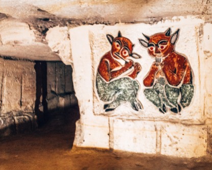 Cave paintings of fiddlers in the North caves of Maastricht, Netherlands