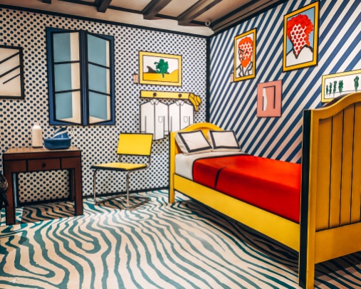 Roy Lichtenstein's 3D experience room at the Moco Museum in Amsterdam, Netherlands