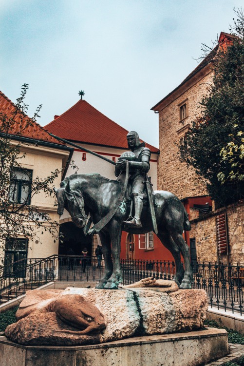 The statue of St George and the dragon in Zagreb, Croatia
