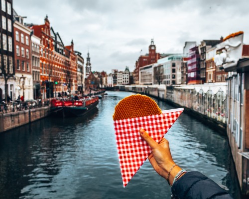 Delicious stroopwafel in Amsterdam, Netherlands