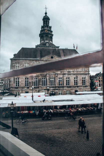 The view out of our room at Hotel de la Bourse in Maastricht, Netherlands