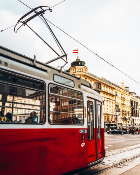 Catch a tram in Vienna, Austria
